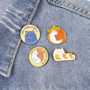 Брушные штифты мультфильм животный кот для женщин милый модный платье рубашка Demin Metal Funny Brooch Pins Значки рюкзак подарки