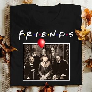 Футболка из 100% хлопка Horror Friends Pennywise Michael Myers Jason Voorhees Halloween Мужская футболка Хлопковые футболки для мужчин и женщин 220323