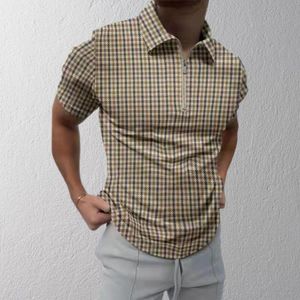 T-shirt da uomo a girattoio da uomo in giro per uomo con cerniera corta camicia estiva a maniche corte topmen