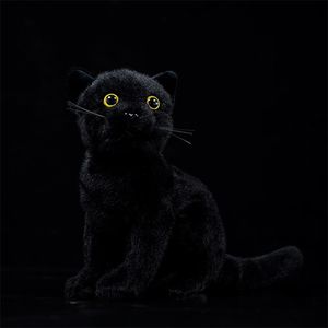 23 cm vita reale gatti peluche morbido nero seduto gatto farcito giocattoli realistici animali da fattoria gattino giocattoli regali per i bambini LJ201126