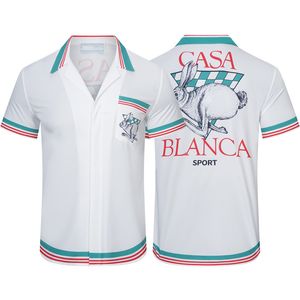 Casablanc-s 23ss Spor Örgü Tavşan Ipek Erkek Tasarımcı Gömlek Hawaii Kısa Kollu Gömlek Erkekler Slim Fit Elbise Gömlek Çeşitli