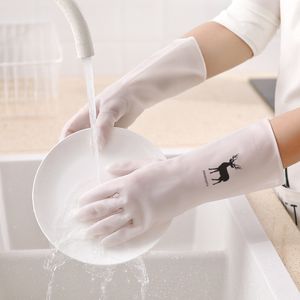 Household Cleaning Gloves Transparent White Laundry Waterproof Rubber Home Dishwashing Rubber Non-slip Durable Thin Kitchen