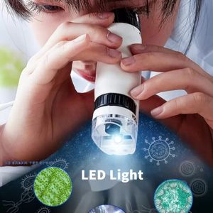 El Mikroskop Kiti Lab LED Işık 60x-120x Ev Okul Biyolojik Bilim Eğitici Oyuncaklar Çocuk Hediye Için W2