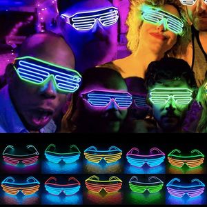 LED ışıltılı gözlük neon gözlükleri festival için karanlıkta ışık parıltı doğum günü partisi cosplay kostümler dekor yanıp sönen ışık 0815