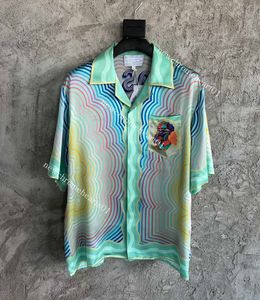 2022ss новый Casablanca Emerald King градиент шелковая рубашка с коротким рукавом Гавайи мужские дизайнерские шорты летние пляжные топы с принтом