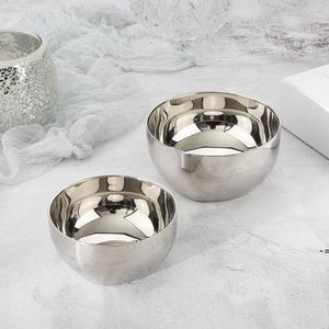 Metal Thick Rice Cereal Bowls 304 Stainless Steel Bowl Double Walled Ice Cream Soup Bowls Heat Insulated Mixing Bowl GCE13747
