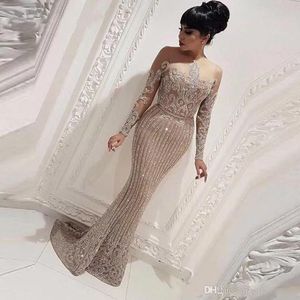 Kadın Abiye giyim Örgün Zarif Uzun Kollu Mermaid Arapça Dubai Balo Elbise Parti Elbiseler Abendkleider BES121