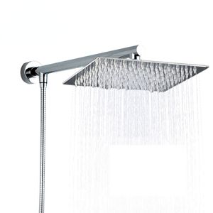 Wall Mounted Bath Shower Faucet 4 6 8 10 inch Stainless Steel Shower Head Ultrathin Top Over Spray Shower Arm Hose