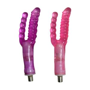 Double Dildos Móveis de sexo masturbador de cabeça dupla vibrador realista Vaginal e anal Acessórios para máquinas de prazer