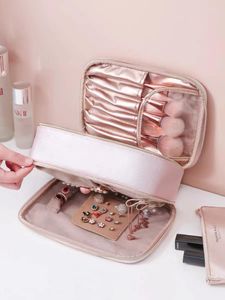 Depolama Çantaları Profesyonel Makyaj Kılıfı Tırnak Fırçası Kutusu 2in1 Alet Takı Organizatör Çanta Seyahat Taşınabilir Kozmetik Bagstorage