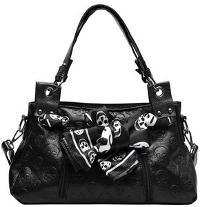 Akşam çantaları kadın moda kafatası çantaları kadın marka tasarım eşarplar bow omuz kabartma punk crossbody çanta bayanlar alışveriş