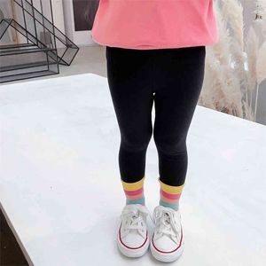 Leggings Girl Rainbow agitou calças de retalhos de retalhos de retalhos das crianças finas roupas infantis de criança 210412