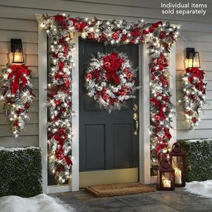 Coroas de flores decorativas Coroa de Natal ao ar livre 2022 Decorações de Natal Sinais Casa Jardim Escritório Alpendre Porta da Frente Guirlanda Pendurada Ano D