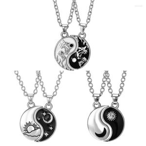 Cadeias de casal colar yin yang pingente com cadeia ajustável homem mulher amizade 2pcs jóias de moda giftschains elle22