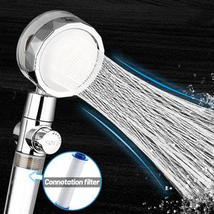 New Propeller Driven Shower Head with Stop Button and Cotton Filter Turbocharged High Pressure Handheld Shower Nozzle