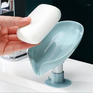 Soap Dishes Leaf Shape Holder Bathroom Kitchen Box Accessories Organizer Shower Dish Tray Plastic Drain Rack For SpongeSoap
