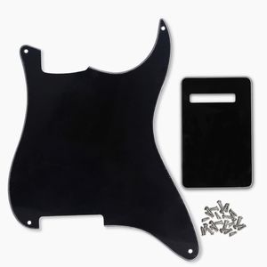 Siyah 3ply Electric Guitar Pickguard Boş Malzeme Scratch Plakası 4 Delik Arka Plaka Vidaları Gitar Parçaları Özel