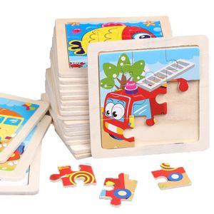 Cartoon 9Pcs Bambini in legno Puzzle 3D Bambino Giocattoli educativi per l'apprendimento cognitivo precoce per bambini Gioco di intelligenza Giocattolo in legno 220608