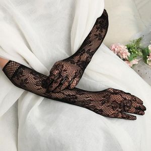Пять пальцев перчатки 1 пары дамы сексуальные сетки fishnet короткие / длинные растягивающиеся цветочные невесты кружевные готические стимпанк фантастический платье варежки