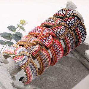 Banda étnica de estilo étnico boêmio Moda de cabeça colorida corda de cânhamo tecelando arco de cabelo feminino Braid Braid Hair Band Acessórios