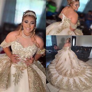 Şampanya altın kapalı omuz yular parlayan quinceanera elbiseler tatlı 16 kızlar prenses doğum günü partisi elbise vestidos de xv anos 2022