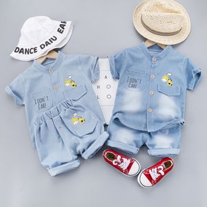 Été bébé garçons vêtements ensemble vêtements pour bébés dessin animé girafe T-shirt + Denim Shorts 2 pièces enfant en bas âge enfants costume décontracté survêtement