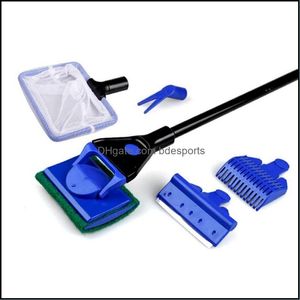 Cleaning Tools Aquariums Fish Pet Supplies Home Garden Aquarium Tank Complete Clean Set Net Gravel Rake Algae Scraper Fork Sponge Brush Gl