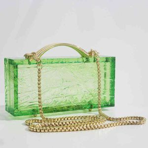 Прозрачная акриловая сумка для женщин Классические сумочки модные зеленые ледяные кирпичи сцепления вечеринка вечеринка вечера вечерние сумки дамы кошельки 220622