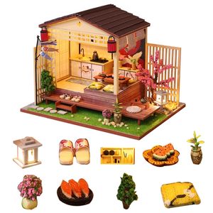 Japon tarzı bebek evi minyatür diy bebek evi ile mobilyalar 7-15 yaşında Diy ahşap ev oyuncak çocuklar için doğum günü hediyesi lj201126