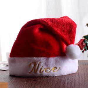 Yetişkinler için Noel şapkası işlemeli yaramaz ve güzel Noel yılı tatil Noel Baba Şapkaları