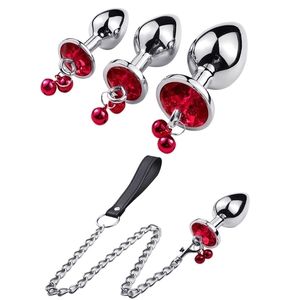 Butt plug Metal bell traction rope butt Mens sex toys Lesbian anal set 220530