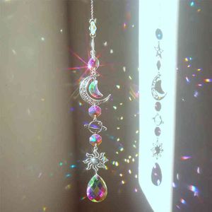 Crystal Wind Chime Moon Sun Catcher Diamond Prisms Pendant Dream Rainbow Chaser Hanging Drop Home Garden Decor Windchime