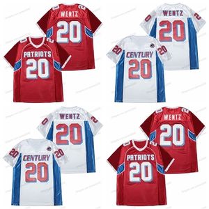 Nikivip ucuz toptan carson wentz #20 yüzyıl lise futbol formaları erkek dikişli kırmızı beyaz boyut S-3XL Jersey vintage en iyi kalite