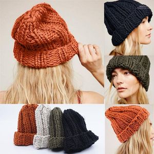 Beanie/Kafatası Kapakları Kadın Şapka Örgü Tığ Örgüsü Örgü Beanie Bere Kayak Top Kapağı Baggy Kış Sıcak Beanies1 Eger22