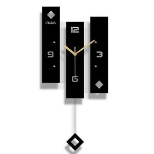 Творческие акриловые качающиеся настенные часы современные черные маятники.