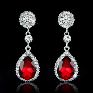 Fashion Bridal Jewelry Crystals Earrings Silver Rhinestones Long Drop Earring 5 Colors Wedding Gift