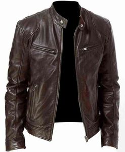 Мужские коричневые кожаная куртка мотоциклете из искусственная кожаная мотоциклевая куртка мужская жаркая стойка повседневная куртка для мальчика Большой размер XXXL 4xl L220725
