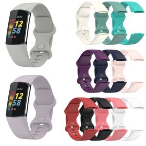 Yedek Watchband Bilezik Bilek Kayışı Su Geçirmez Bileklik Spor Kadın Erkek Yumuşak Silikon Sapanlar Fitbit Şarj 5 Ücretli5 Smart Watch Band