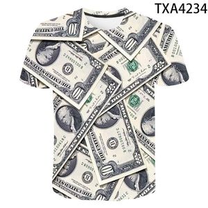 Erkek tişörtler dolar para yaz üst gotik 3d baskılı gündelik kısa kollu erkek giyim tişört moda kadınlar çocuk tişörtleri gömlek