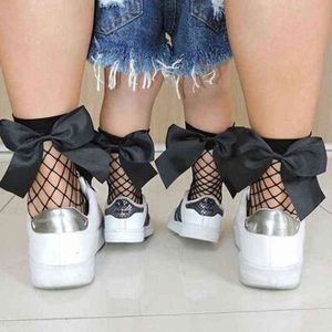 Kadın Bebek Kız Çocuklar Mesh Socks Bow Fishnet ayak bileği yüksek dantel vintage kısa çorap moda yaz tek beden l220716
