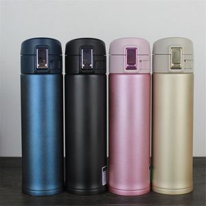 500ml 17oz Thermal Bottle Water Mug Travel Tumbler 304 Stainless Steel Double Wall Insulated Vacuum Cup Tea Flask Pop-up Lid Safety Lock