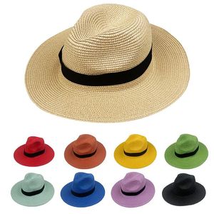 Geniş Memlu Şapkalar Renkli Sade Erkekler Kadın Straw Panama Band Sun Summer Beach Hat Diy Proje Base Party Hatwidewide