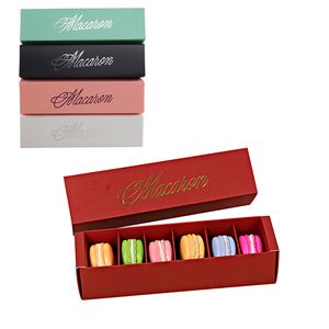 Macaron 6 Paket Çikolata Kutusu için Kapak Çekmeceli Mini Cupcake Kutuları