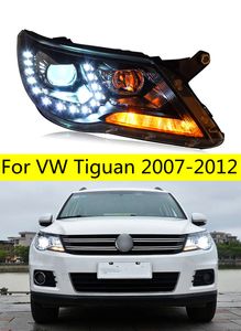 Стайлинг автомобиля для VW Tiguan 2007-2012 светодиодные фары DRL противотуманные фары указатель поворота ближнего и дальнего света ангельские глазки линзы проектора