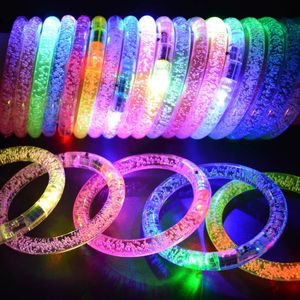 12pcs Flash LED de partida Bracelet Jewelry Pulseira Discos Bangle Light Up Carnival Neon Wedding Birthday Cosplay Halloween Natal