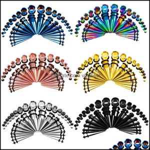 Plugs Tunnels Body Jewelry 36Pcs Set 6 Styles Ear Gauge Taper And Plug Stretching Kits Flesh Tunnel Expansion Pierc Dhdm9