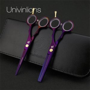 5.5" purple cutting scissors hairdresser razor hairdressing haircut kit salon hair clipper kids 220317