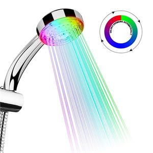 Renk Değiştirme Duş Başlığı LED Işık Parlayan Otomatik 7 Renk Değiştirme Otomatik El Taşıma Tasarrufu Duş Banyo Dekoru 220510