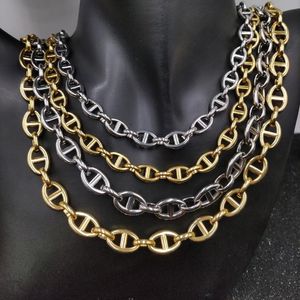 Zincirler domuz burun kahve çekirdeği zinciri kolye 18k altın paslanmaz çelik mücevher aksesuarları Kore moda yaka emo tıknaz moda diychains