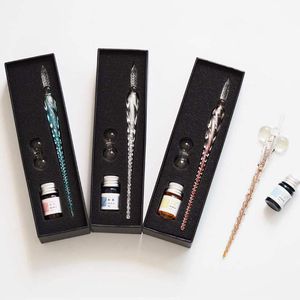 Glass Dip Pen Ink Set Gift Set Crystal Callicraphy 13 красочные чернила для написания арт -подписей украшение подарки в подарок бизнес праздник